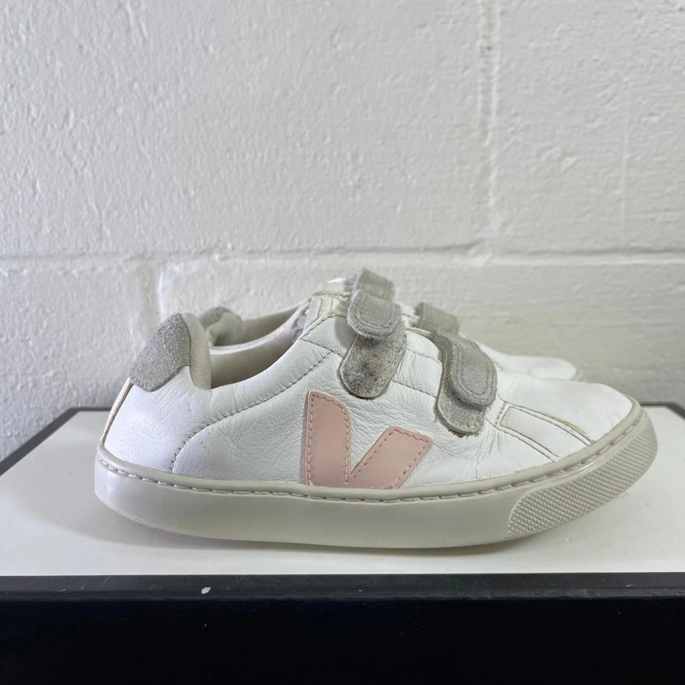 Veja Esplar Pink White‎ Leather Double Strap Little Girls Size 2 US/1.5 UK